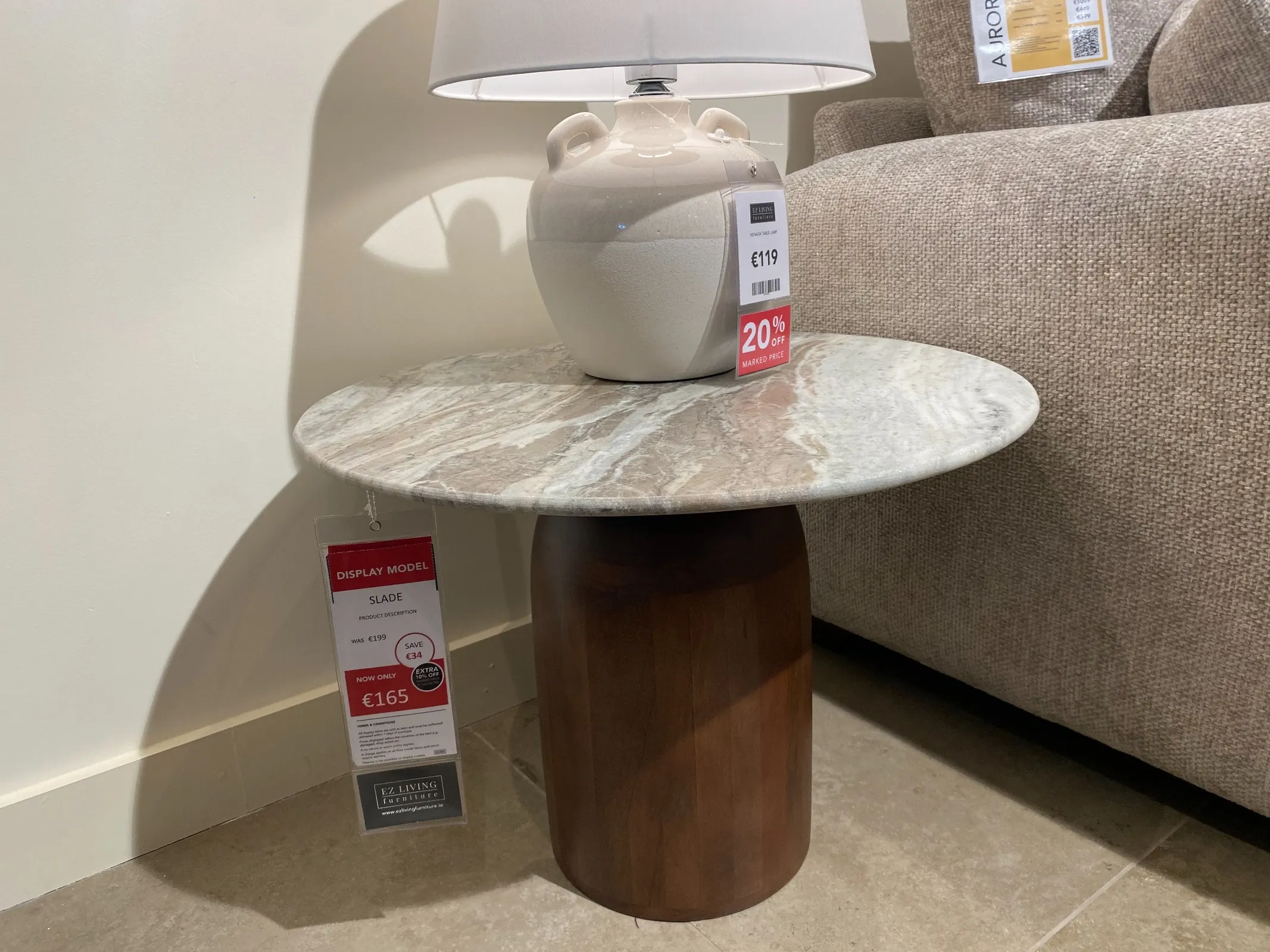 Slade Medium Brown & Enamel Top Side Table (Malahide Road Floor Model)