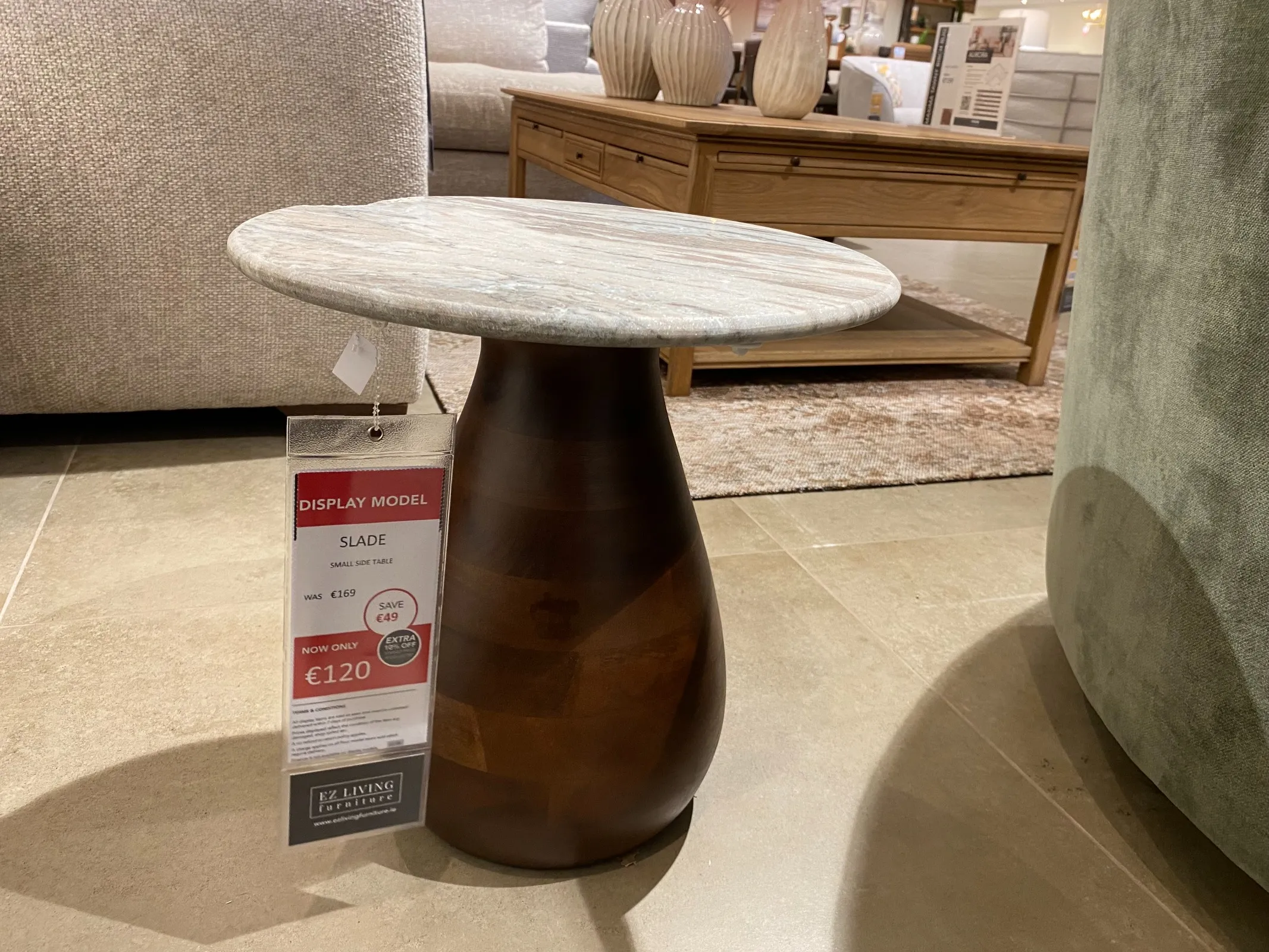 Slade Small Brown & Enamel Top Side Table (Malahide Road Floor Model)