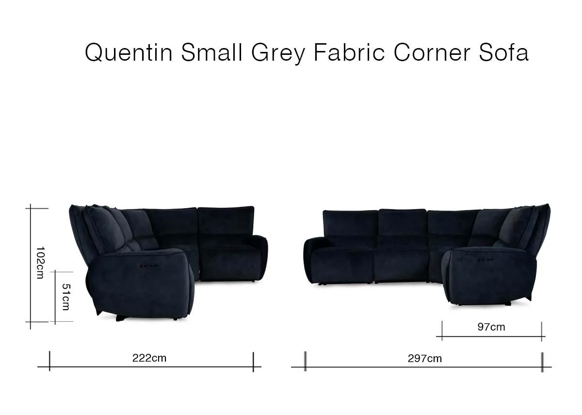 A dimension image of the Quentin Small Corner Sofa with
