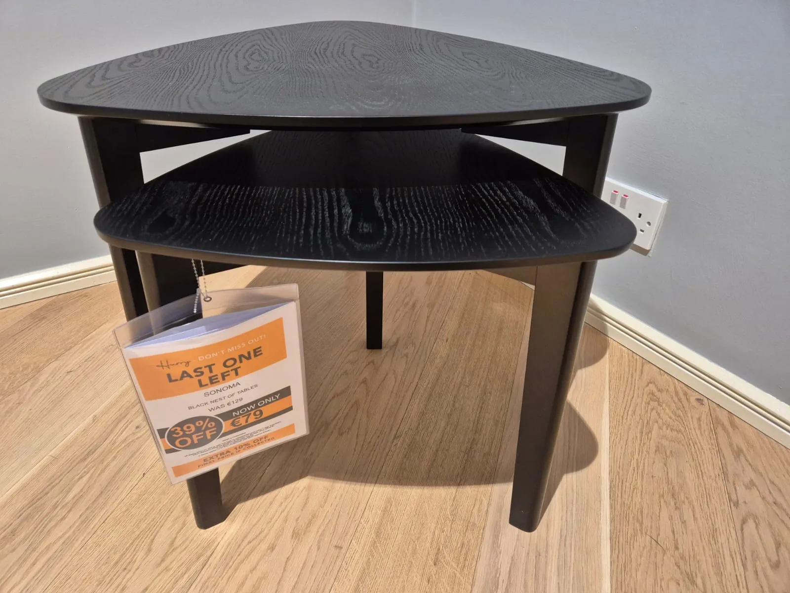Sonoma Nest of 2 Black Wood Tables (Sligo Foor Model)
