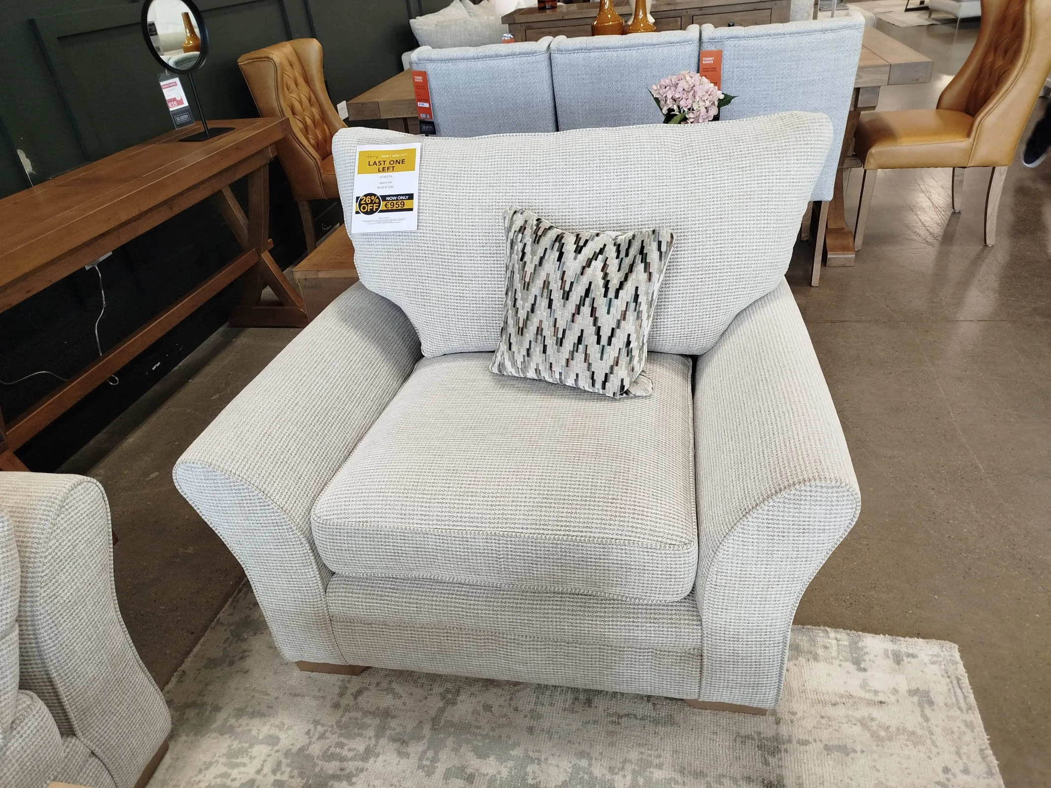 Strata Beige Fabric Accent Armchair (Naas Road Floor Model)