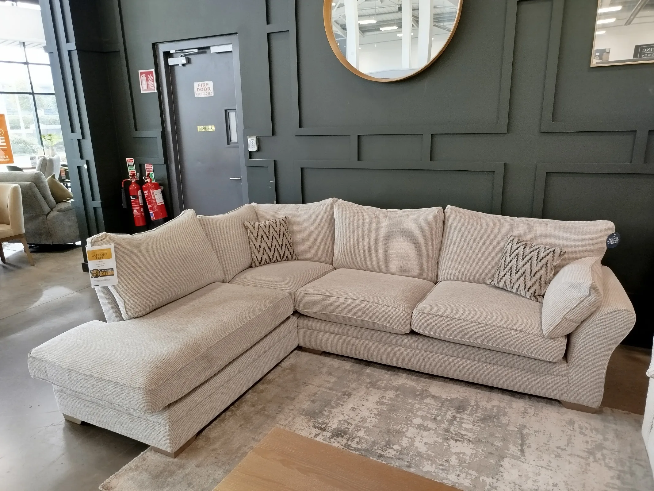 Strata Beige Fabric Accent RAF Corner Chaise (Naas Road Floor Model)