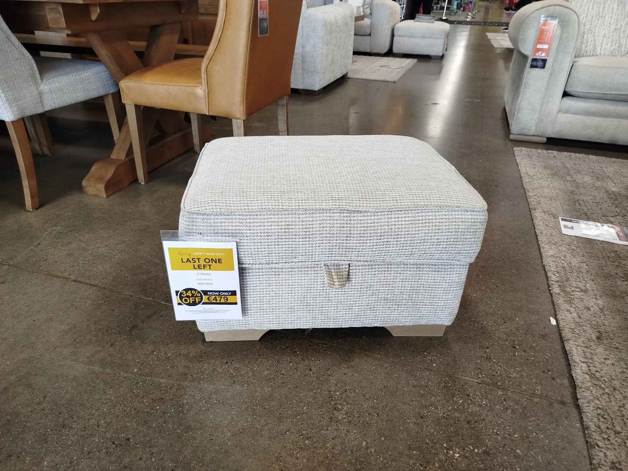 Strata Beige Fabric Accent Footstool with Storage (Naas Road Floor Model)