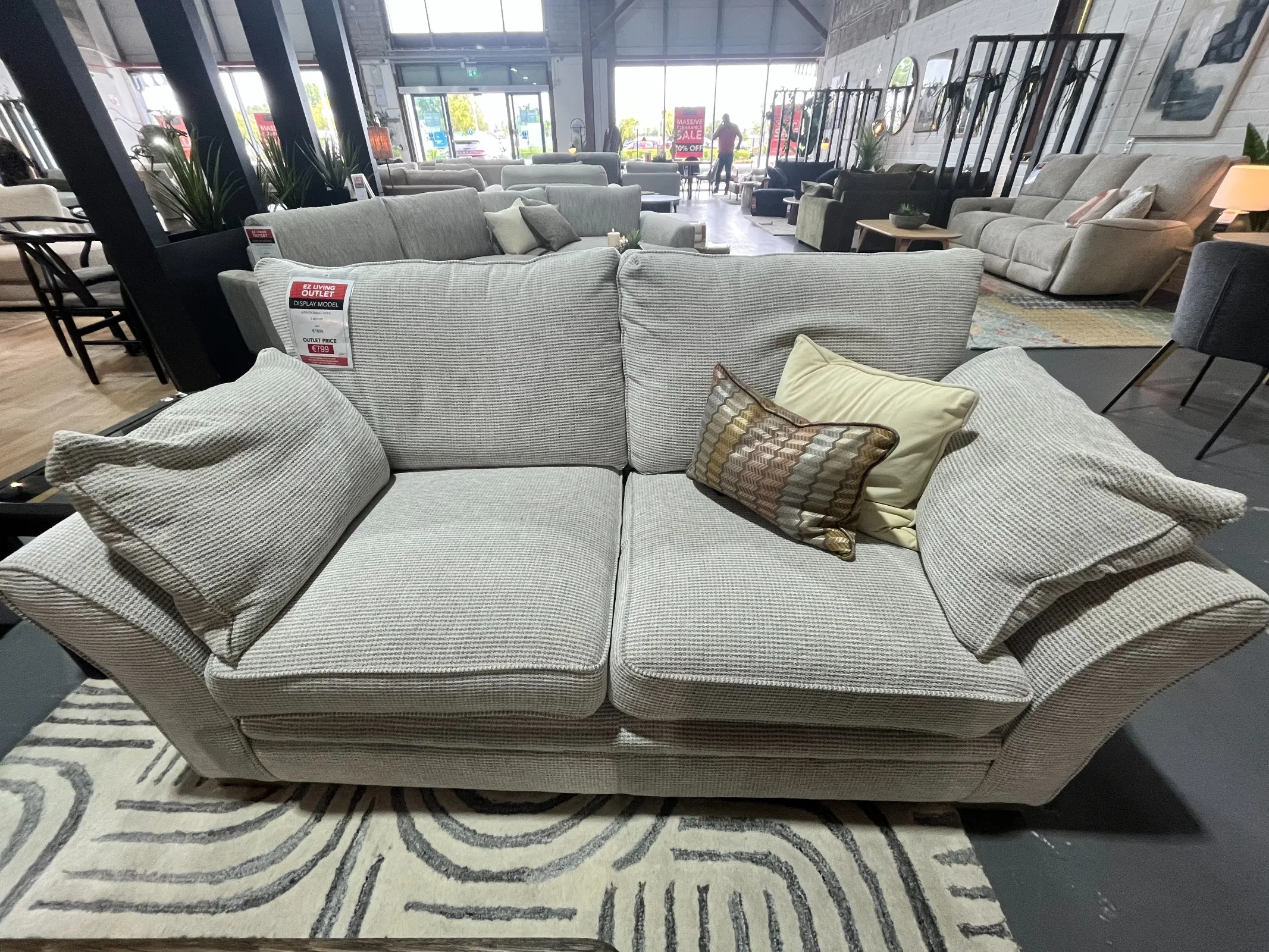 Strata 2 Seater Beige Accent Fabric Sofa (Ashbourne floor Model)