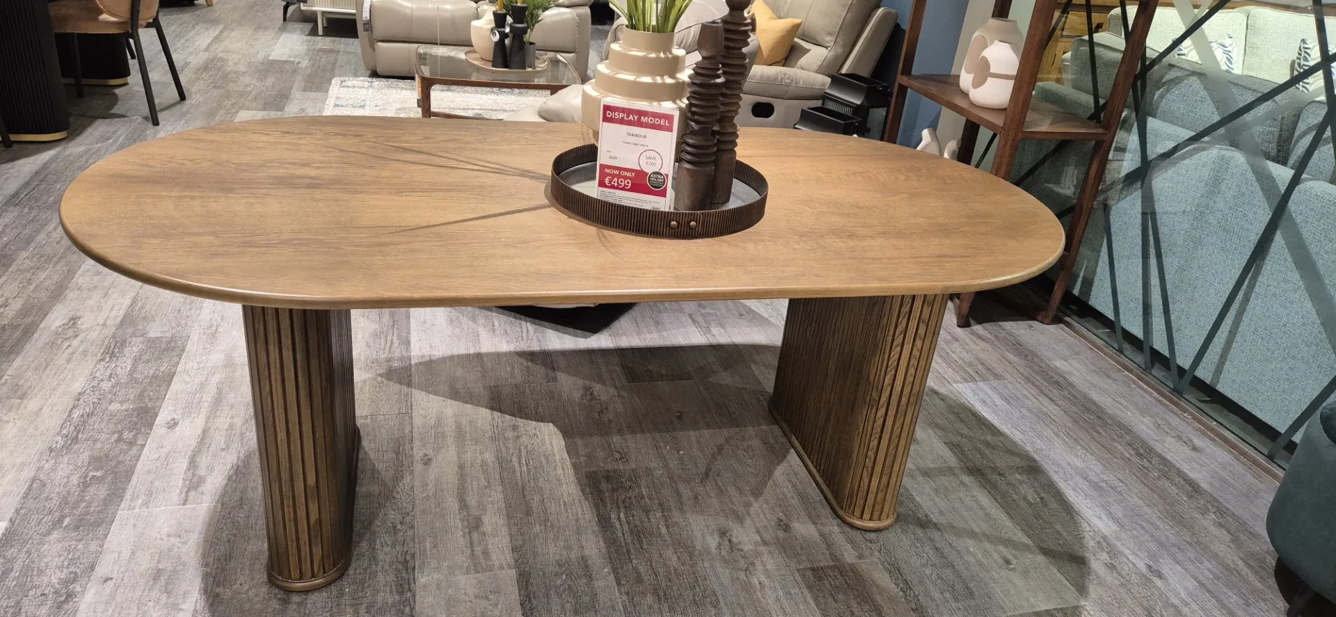 Tambour 200cm Oval Smoked Oak Dining Table (Sligo Floor Model)