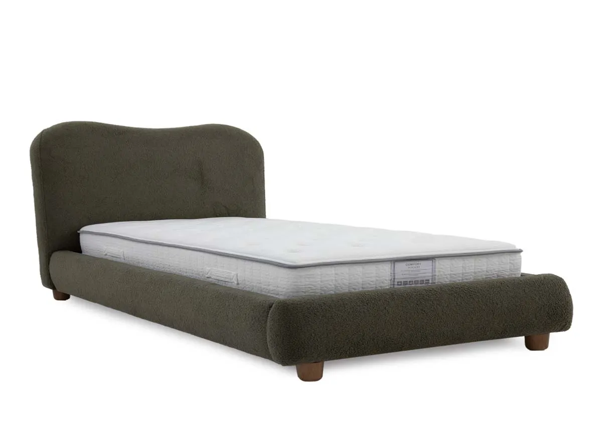 Double (4ft 6) Green Fabric Bed Frame - Teddy