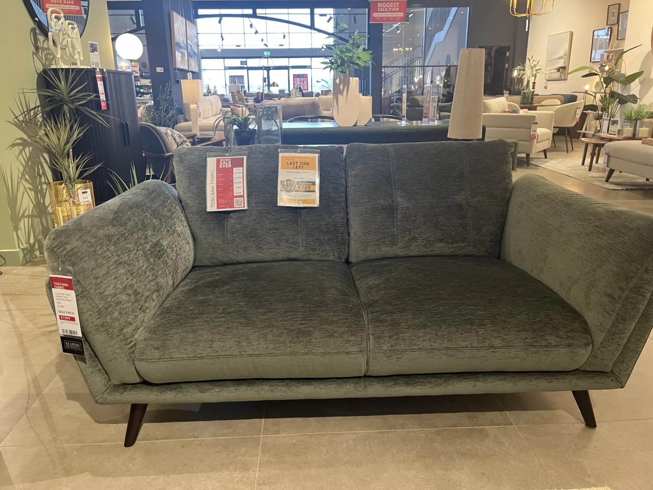 Toscana Fabric 2 Seater Fixed Sofa (Carlow Floor Model)