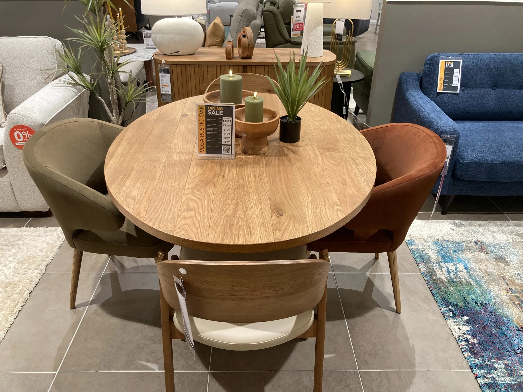 Vega Rustic Dining Table 150cm & 4 Chairs (Clonmel Floor Model)