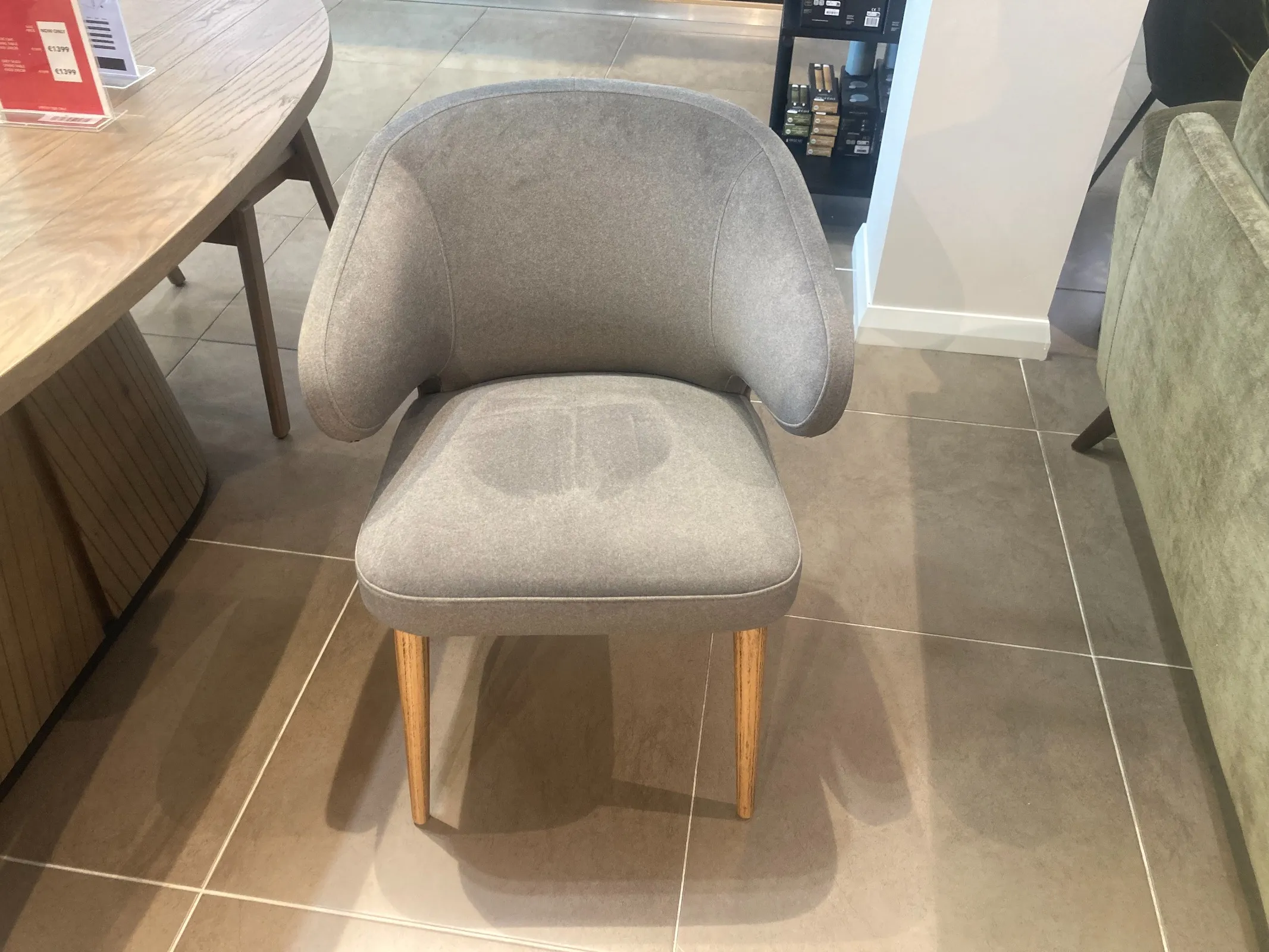 Victor - Grey Fabric Dining Chair with Oak leg (Clonmel Floor Model)