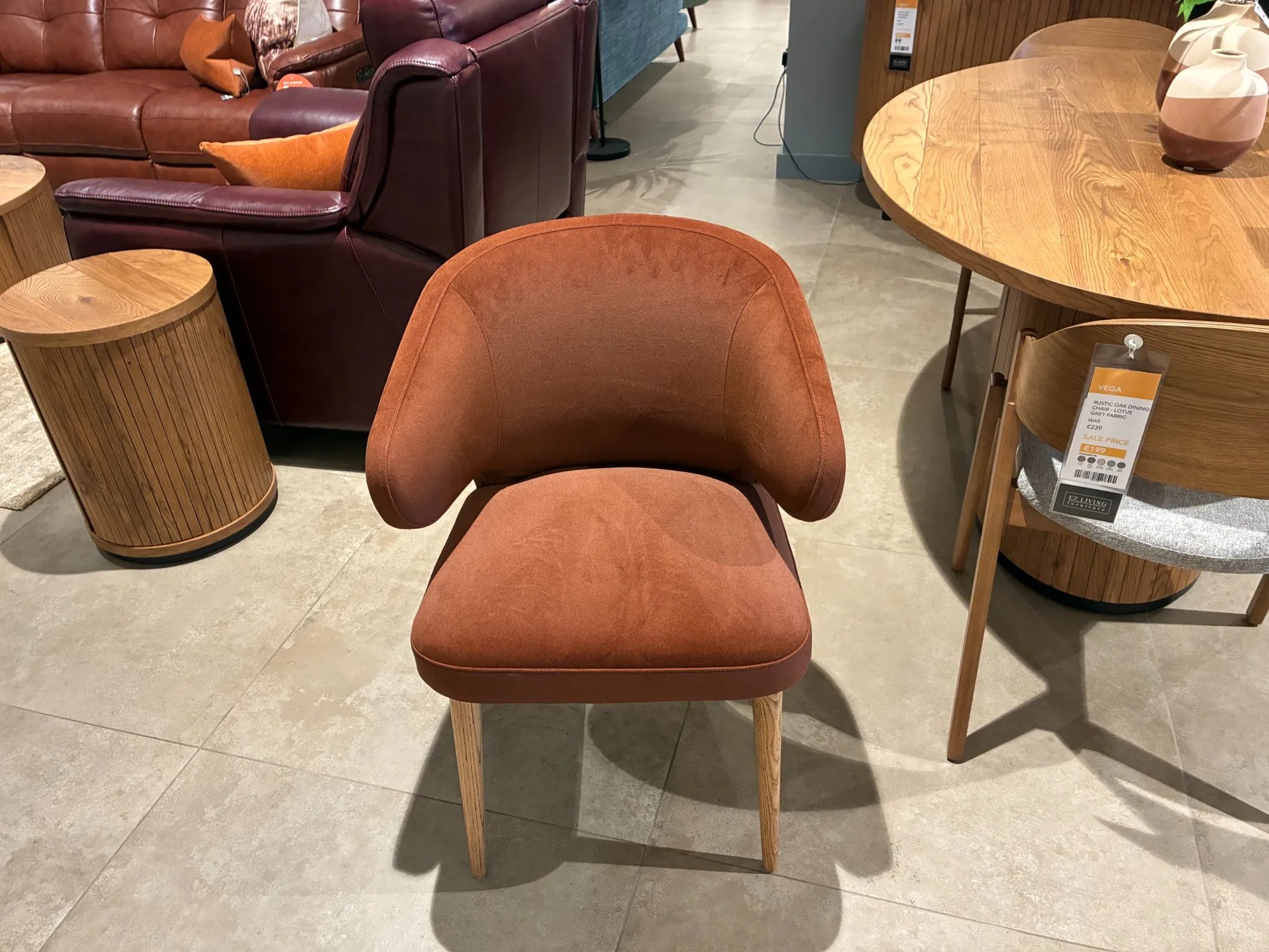 Victor Bronze Fabric Dining Chair with Oak leg (Carlow Floor Model)