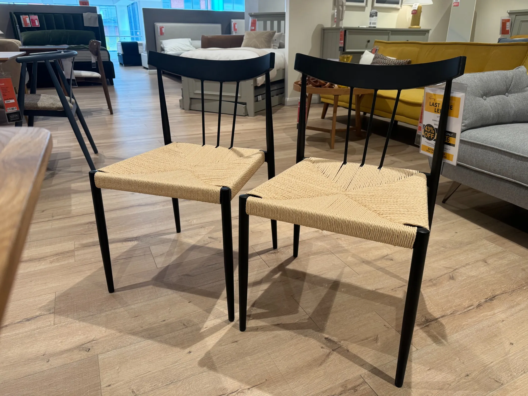 Vita Black Dining Chair with Woven Seat (Tallaght Floor Model)