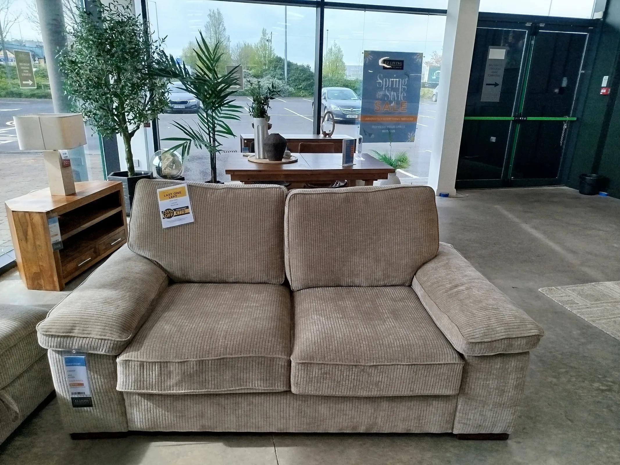 Westport - 2 Seater Beige Corduroy Sofa (Naas Road Floor Model)