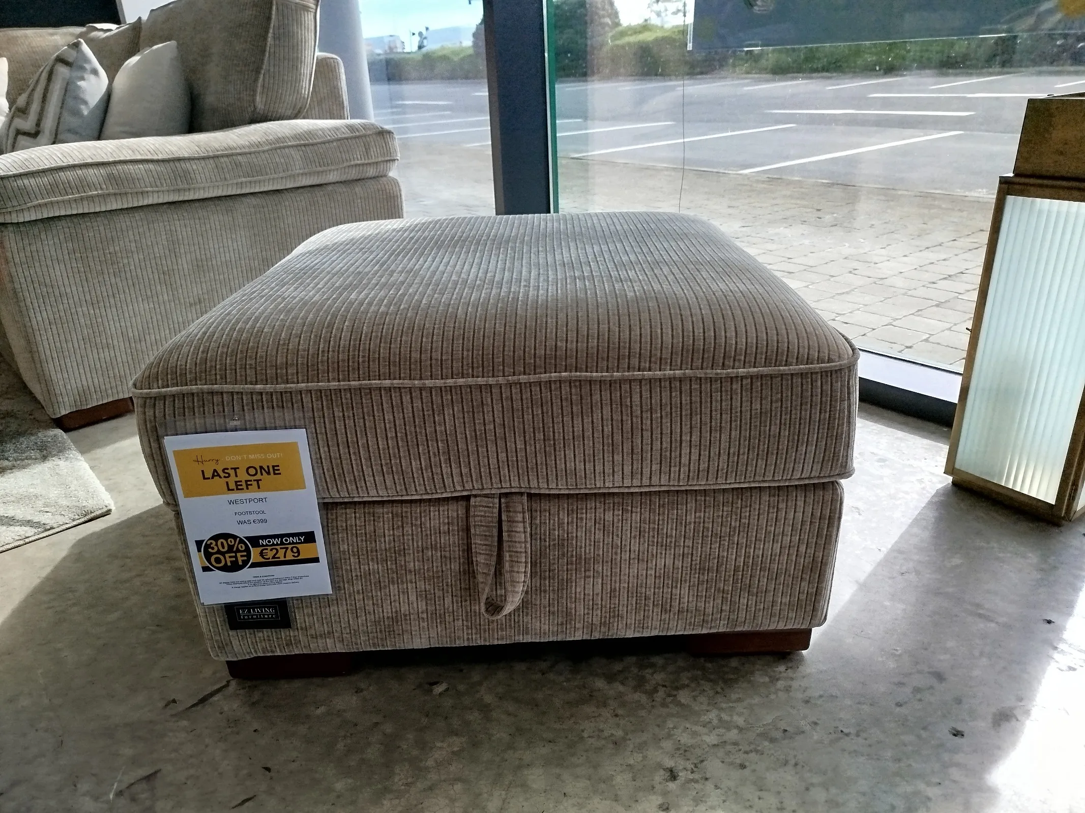 Westport - Beige Corduroy Footstool (Naas Road Floor Model)