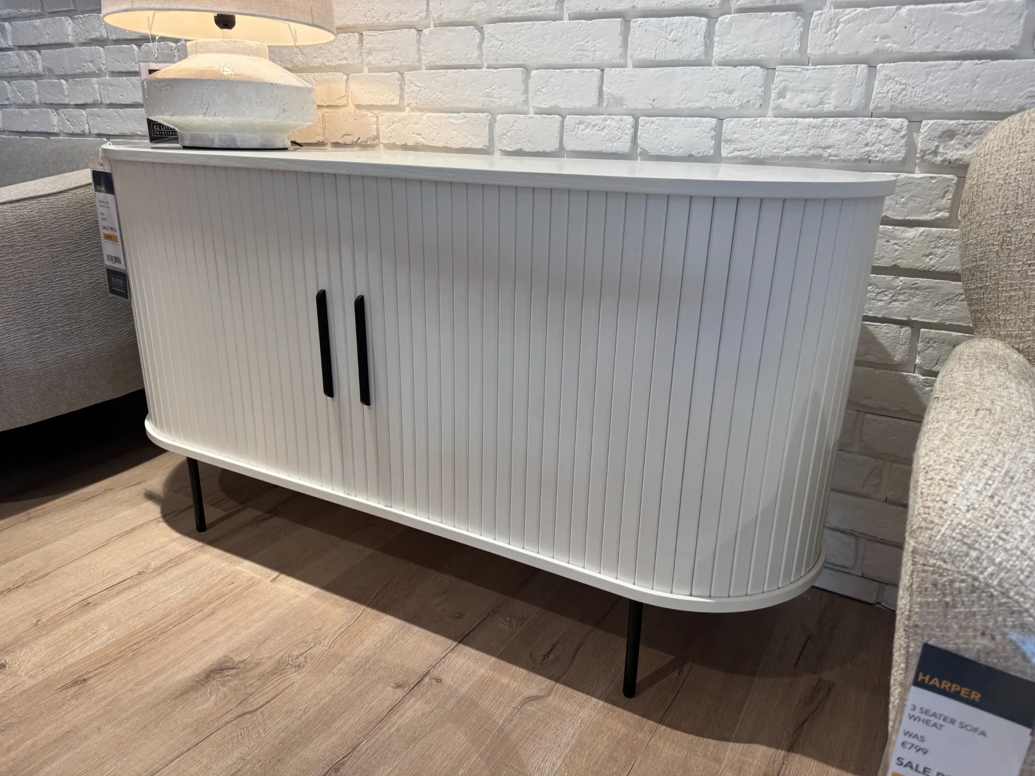 Nola 2 Door White Oak Tambour Sideboard (Tallaght Floor Model)