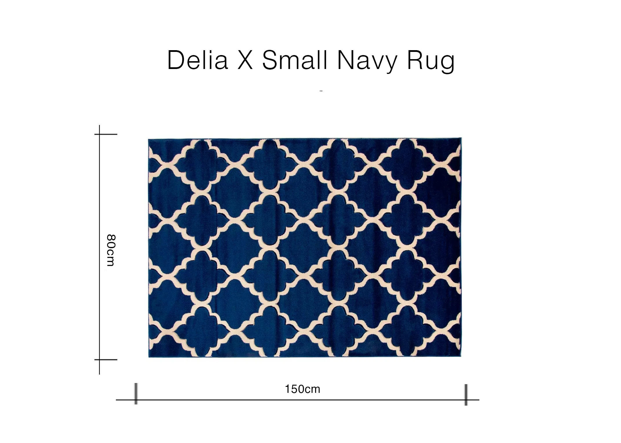 A dimension image of the Delia X Small Beige rug with 150cmx 80cm