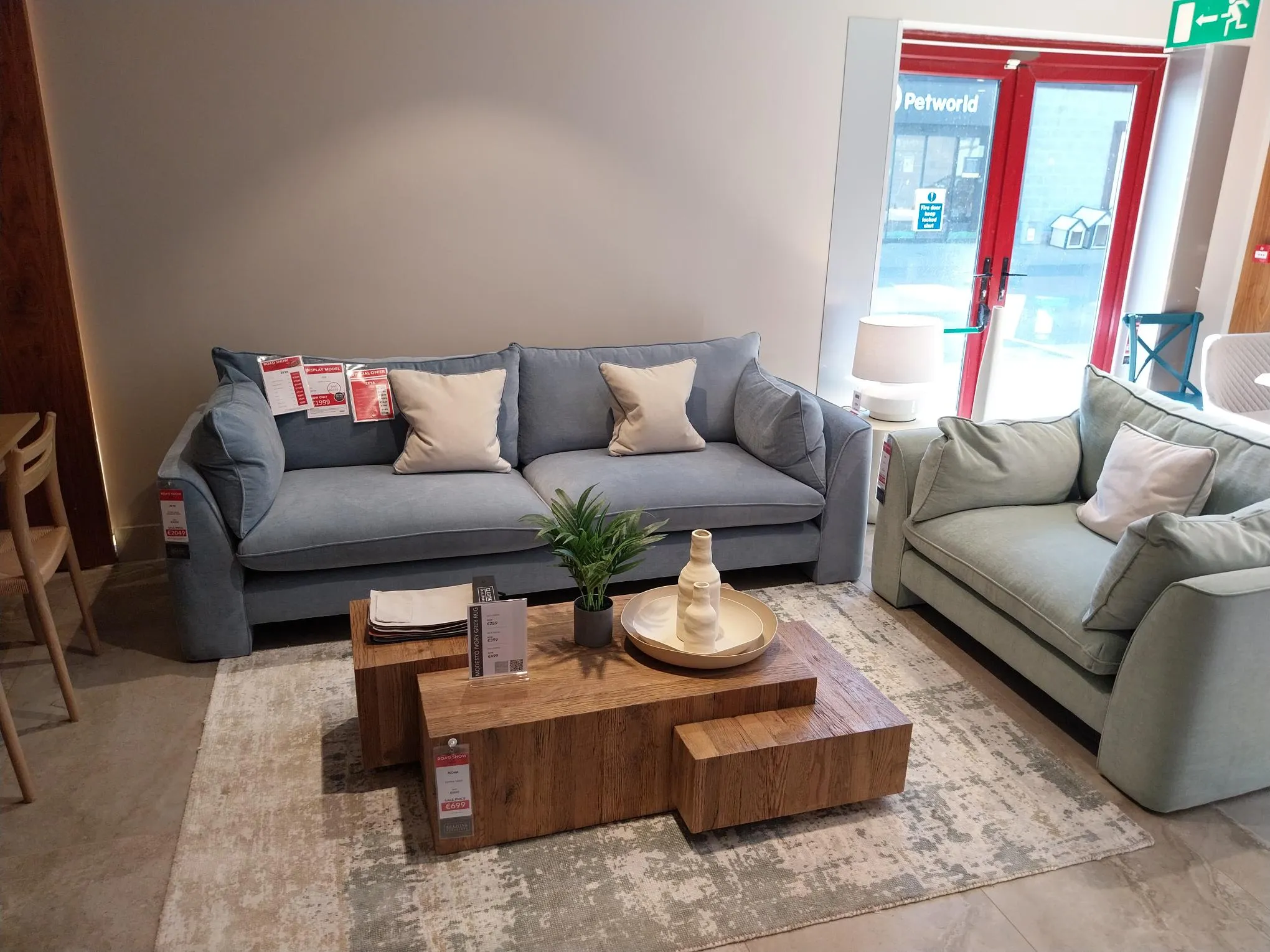 Zeya Extra Large Highback Sofa & Cuddler (Galway Floor Model)