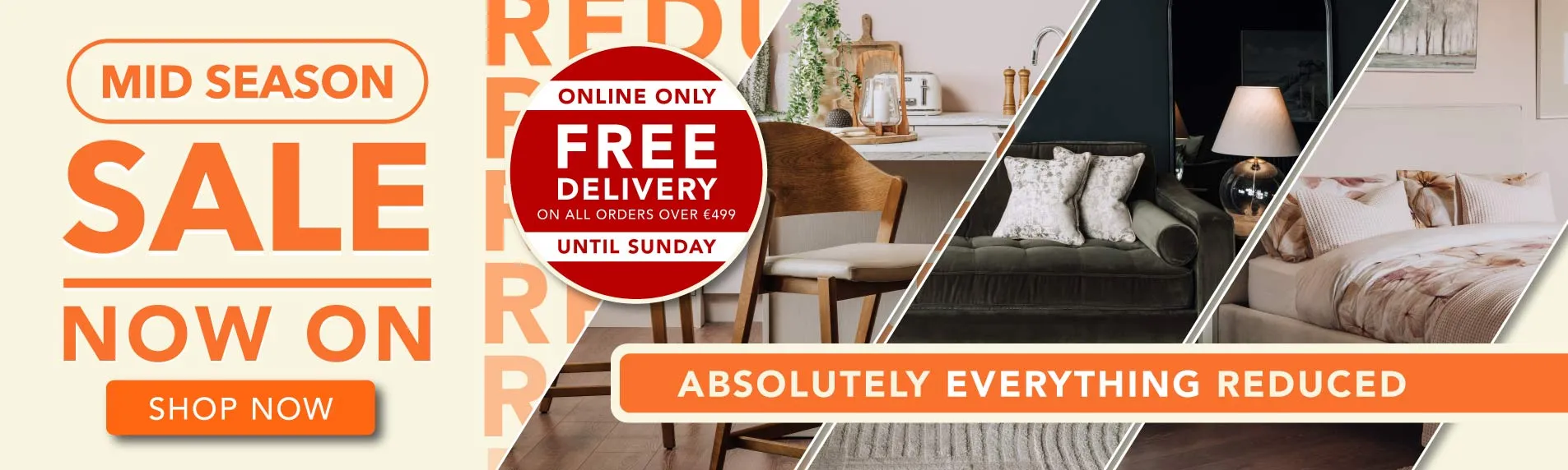 Desktop banner for Mid Season Sale - Free Delivery Over €499