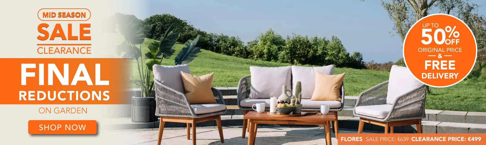 Desktop banner for Garden Clearance Up To 50% Off Original Price