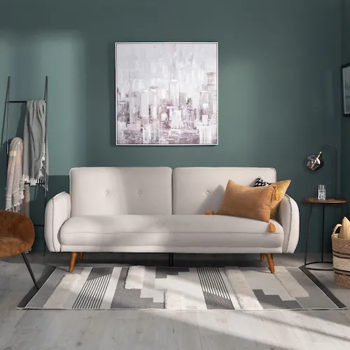 Pluto grey silver 3 seater sofa bed from EZ Living Furniture.