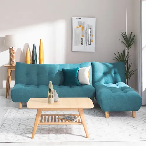 Vegas teal chaise sofa bed from EZ Living Furniture.