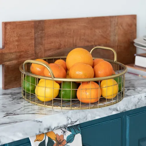 Set of 3 gold metal baskets from EZ Living Furniture.