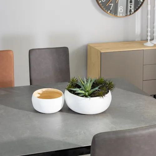 Oture white dishes from EZ Living Furniture.