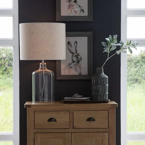 Pienza clear table lamp from EZ Living Furniture.