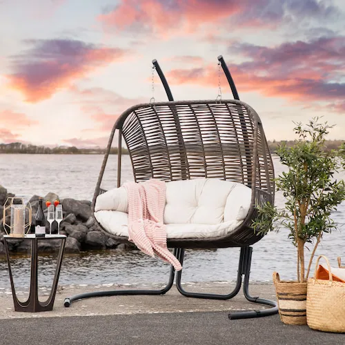 Blankets on double Valentia Egg Chair from EZ Living Furniture.