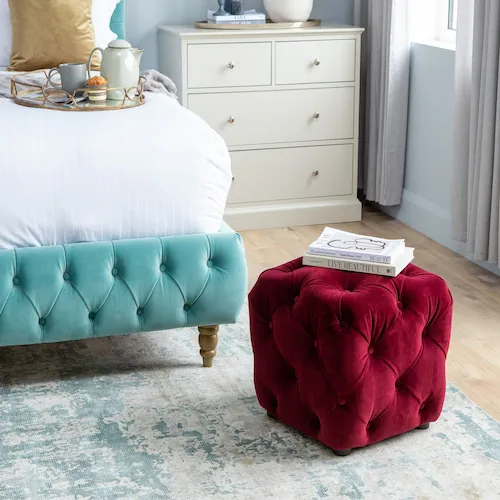 Cancun burgandy footstool from EZ Living Furniture.