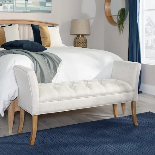 Cancun cream bedroom bench from EZ Living Furniture.