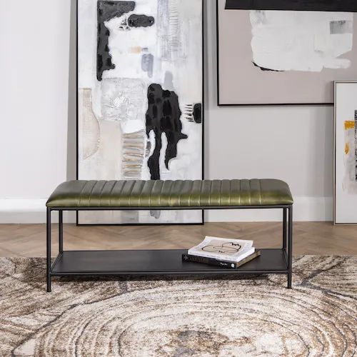 Ella Green Leather Bench from EZ Living Furniture.