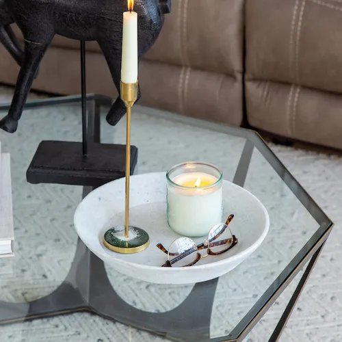 Couzana white marble dish from EZ Living Furniture.