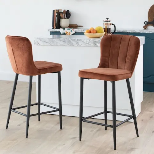 Heuston Rust Velvet Bar Stools from EZ Living Furniture.