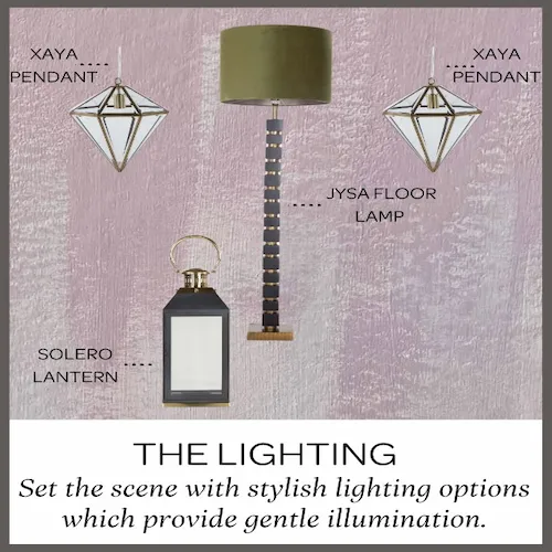 Lighting from EZ Living Furniture moodboard by Crown Paints.