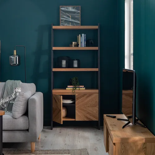 Ellipse display unit with books from EZ Living Furniture.