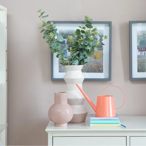 Eucalyptus sprays in Nini blush vase from EZ Living Furniture.