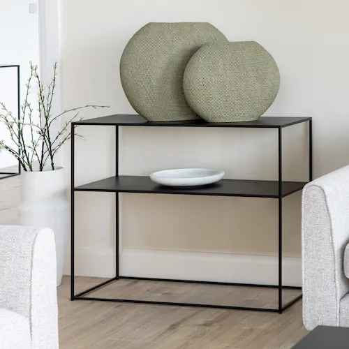 Black metal Pebble Console table from EZ Living Furniture.