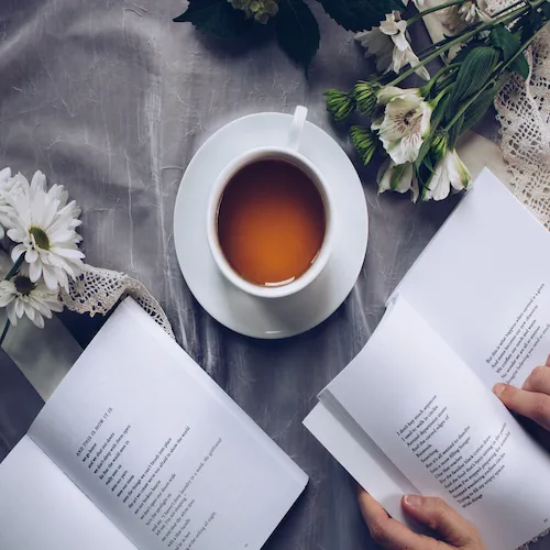 Cup of tea and book from EZ Living Furniture.