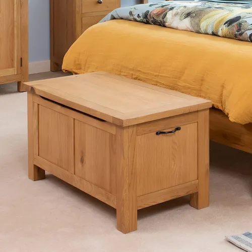 Hayley Oak Blanket Box from EZ Living Furniture.