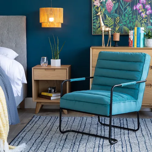 Dante Blue Velvet Bedroom Chair from EZ Living Furniture.