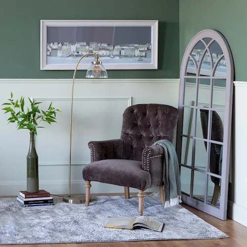 Jefferson dark grey fabric armchair from EZ Living Furniture.