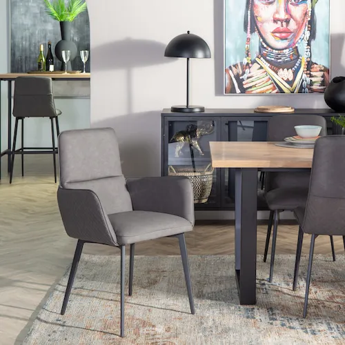 Tim light grey faux leather dining chair from EZ Living Furniture.