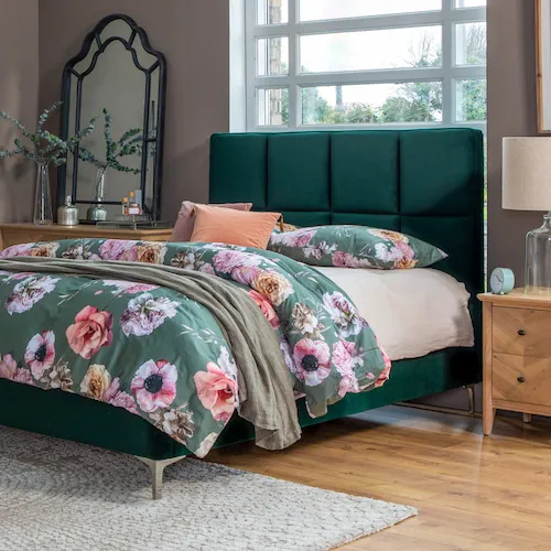 Auckland green velvet bed frame from EZ Living Furniture.