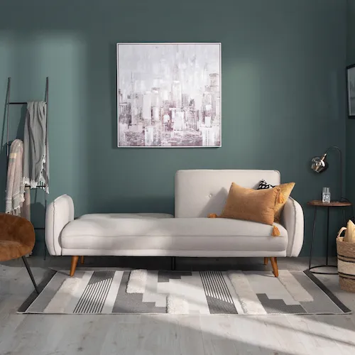Pluto cream fabric sofa bed from EZ Living Furniture.