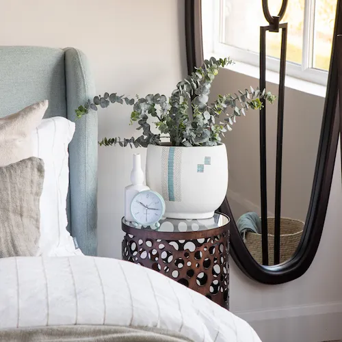 Kayla cream and blue print plant pot from EZ Living Furniture.