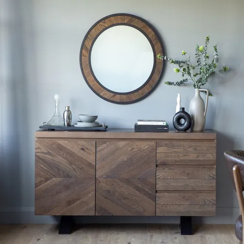 Ellipse Fumed Oak Mirror from EZ Living Furniture.