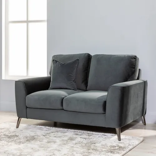 Megan grey 2 seater velvet sofa from EZ Living Furniture.