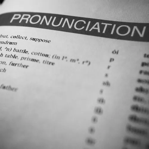 Pronunciation word on piece of paper.