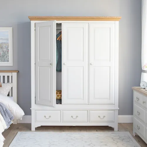 Georgia three door oak wardrobe from EZ Living Furniture.