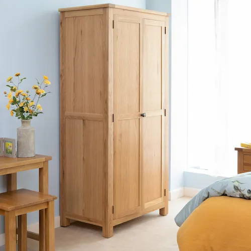 Hayley two door oak wardrobe from EZ Living Furniture.